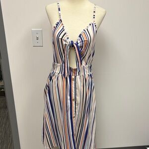 Striped Multi-Color Tie-Front Dress